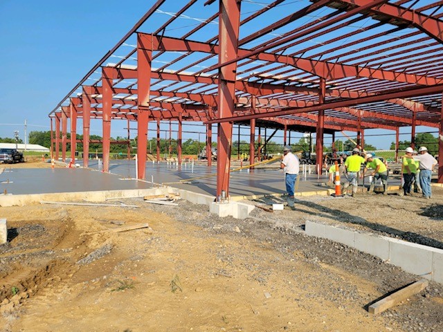 Steel erection has began on one of the buildings at Sutphen located in Urbana.